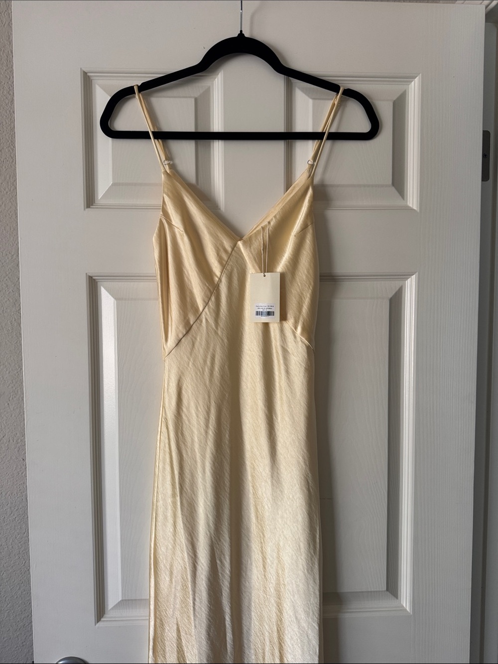Sleeveless Cream Satin Maxi Dress